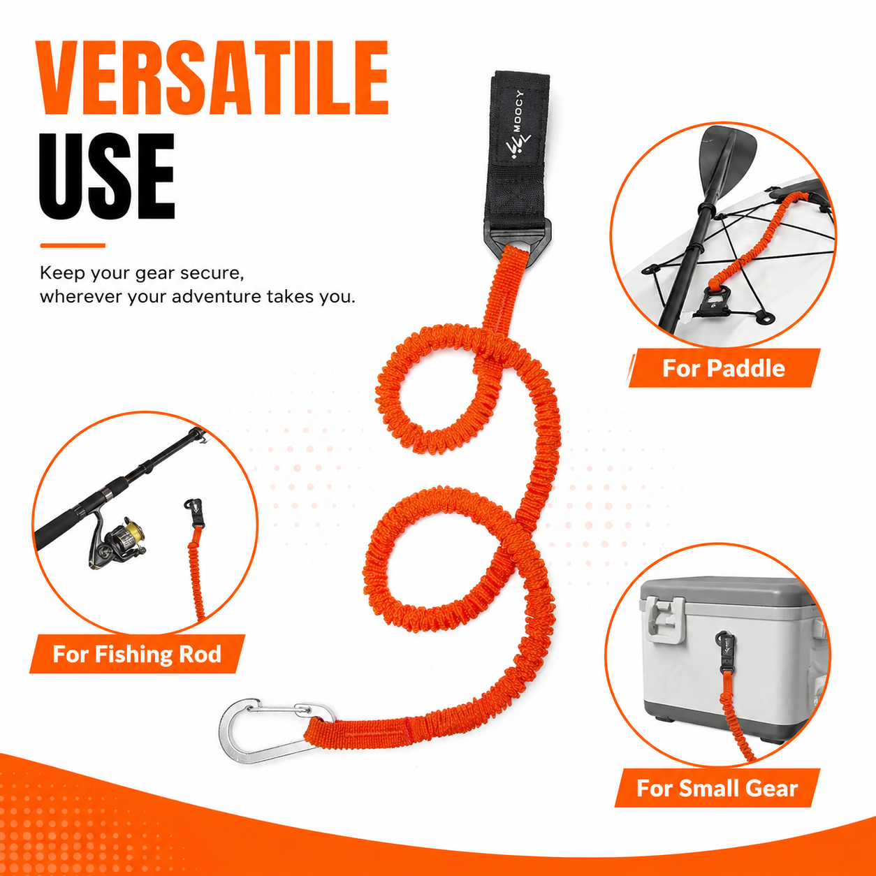 Coiled Paddle Leash Orange Kay - Fishing Kayak Paddle Leash avis et prix