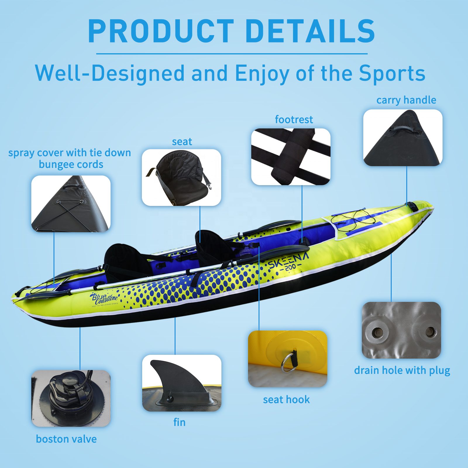 Adult Inflatable Fishing Canoe - Fishing Kayak Seat avis et prix